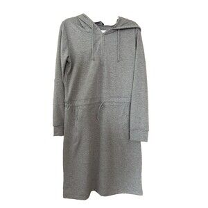 Brigitte Brianna Essential Style Hooded Sweatshirt Dress Gray Drawstring Size L